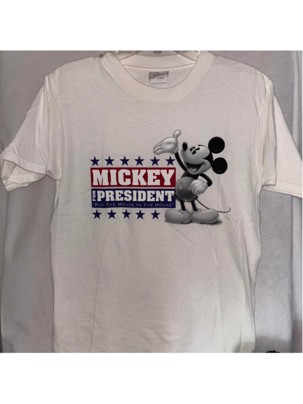 Men’s Small Vintage T shirt Disney Mickey Mouse for President white t-shirt #dis